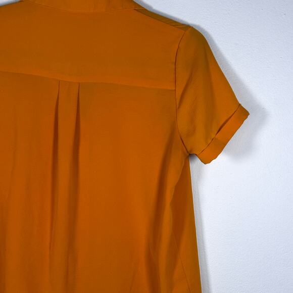 Pink Rose Orange Button Up Blouse Women's Shirt Size Small Pre-Loved - Picture 10 of 12